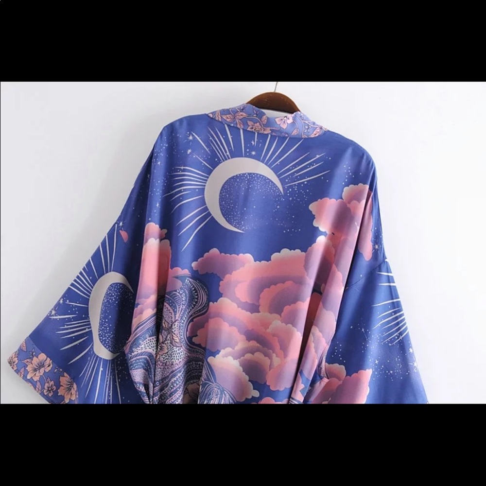 Boho gypsy moon star kimono purple luna robe - Picture 7 of 9